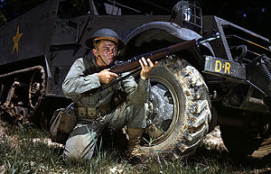 Infantryman in 1942 with M1 Garand, Fort Knox, KY.jpg